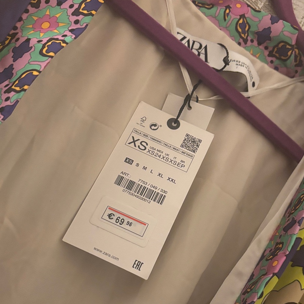 Zara Multicolor Floral & Geometric Print Long Kimono - Picture 3 of 5